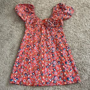 floral mini dress with matching hair tie NWOT